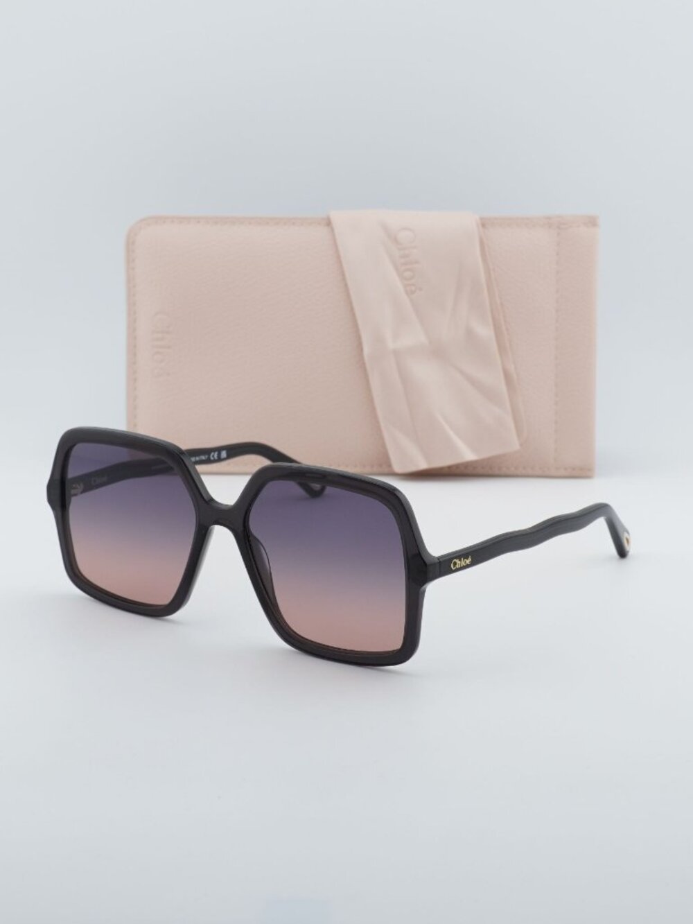 Chloe CH0086S 001 Women Square Sunglasses - Dark Grey / Blue